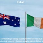 Ireland and Australian Flags in the Wind